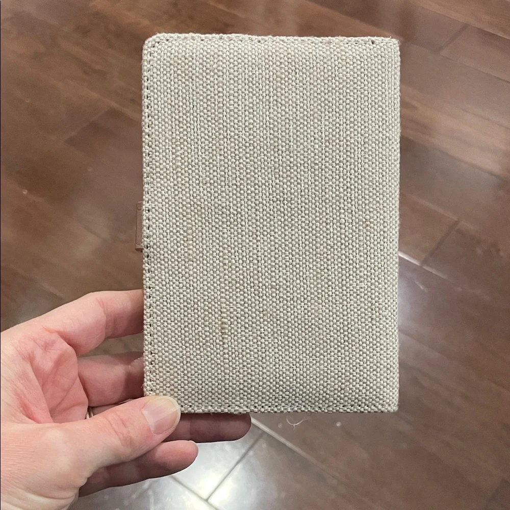 Francesca's Collections Beige Canvas Passport Cover with Tan Strap